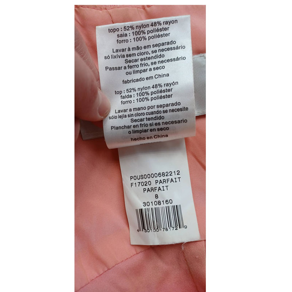 David's Bridal Tie Neck Halter Floral Lace Mini Bridesmaid Dress Parfait Pink 8 - Picture 12 of 14